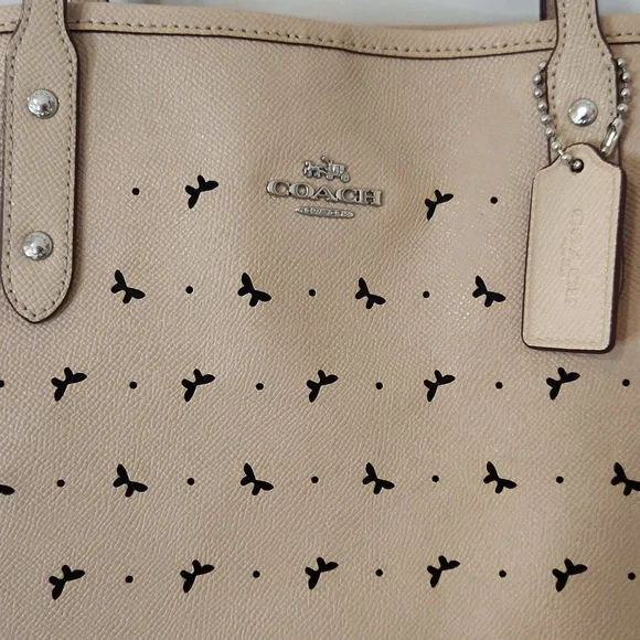 Coach Butterfly Perforated City Tote Bag. Light Tan Colored. - Picture 2 of 12